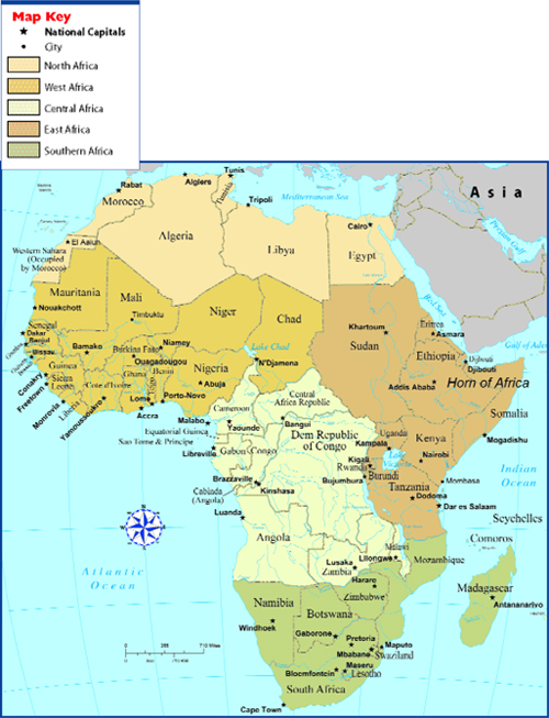 africa map with capitals. Machineclickable map africa