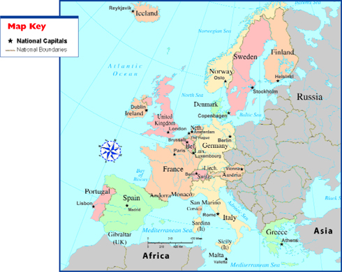 map of western europe with cities. Europe portrait Political Map of Western Europe