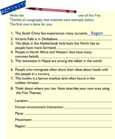 5 themes of geography essay questions