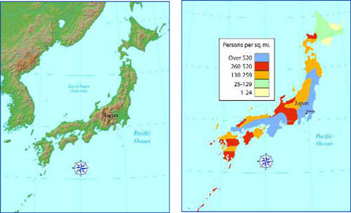 Map Of Japan Rivers. Physical Map of Japan